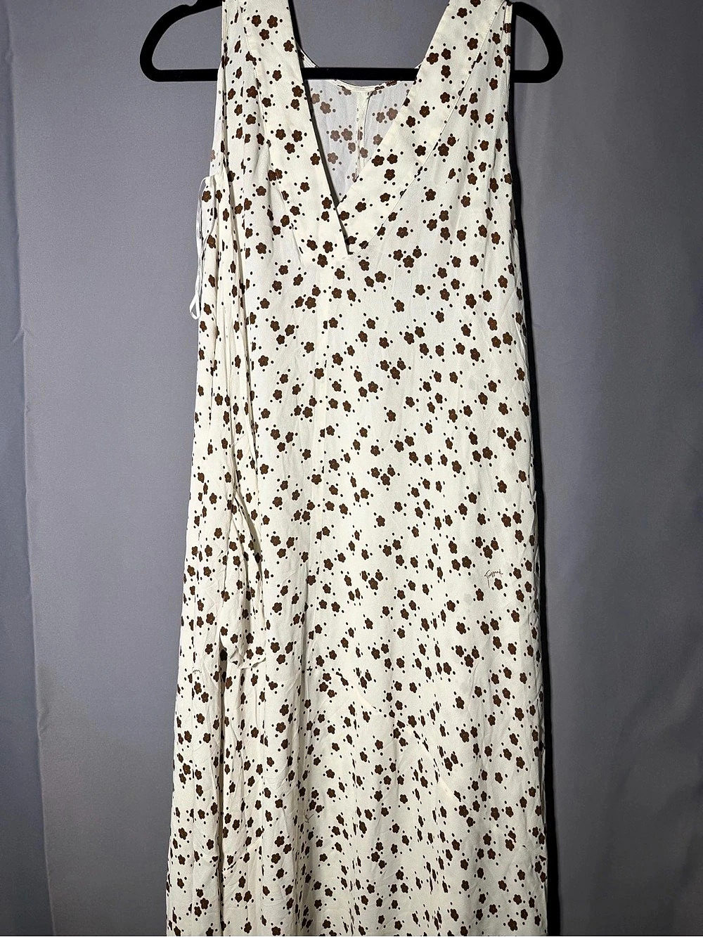 Trussardi Floral Maxi Dress in White & Brown Size 38 Like New